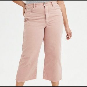 American Eagle Pink Wide Leg Crop Jeans Size 16